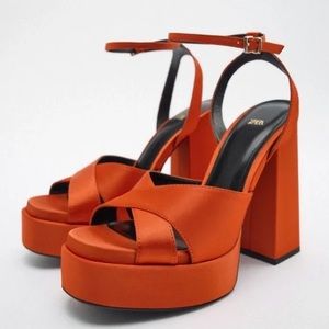 ZARA Orange Platform Sandals - Heels size 7.5/38